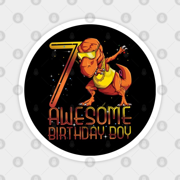 Kids 7th Birthday Dinosaur 7 Year Old Awesome Since Gifts Boy Magnet by The Design Catalyst